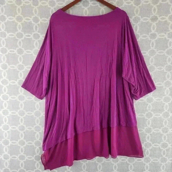 Catherine's Pink scoop neck  half sleeve asymmetrical blouse 2X - Picture 2 of 8